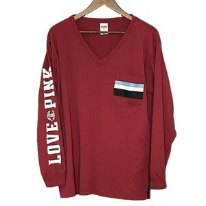 PINK Victoria’s Secret red long sleeve shirt size M